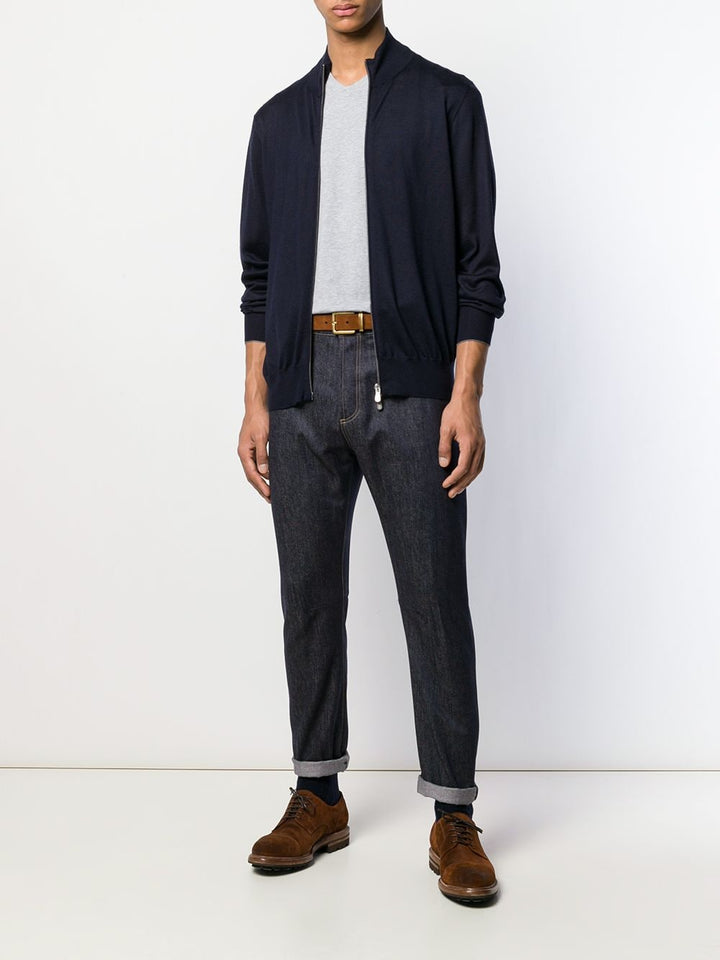 Brunello Cucinelli - Cardigan à col montant en cachemire avec fermeture éclair - Lothaire boutiques