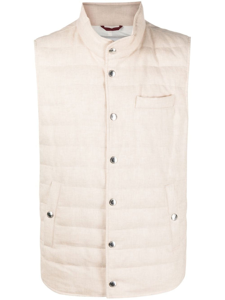 Brunello Cucinelli Doudoune Rose sans manches - Lothaire