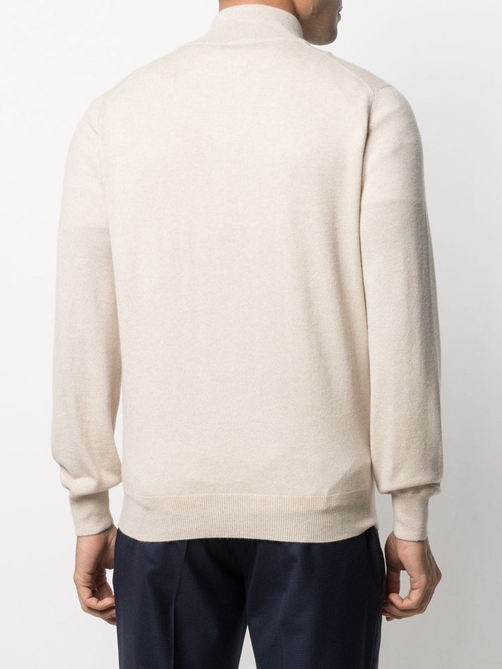 Brunello Cucinelli Pull cachemire beige col V - Lothaire