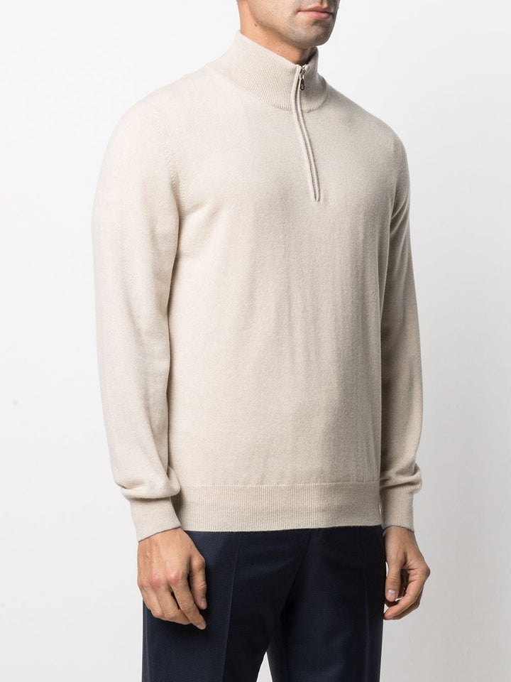 Brunello Cucinelli Pull cachemire beige col V - Lothaire