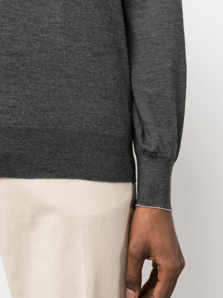 Brunello Cucinelli Pull gris col V - Lothaire