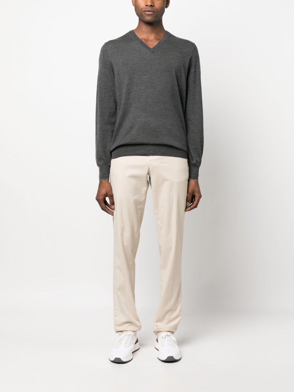 Brunello Cucinelli Pull gris col V - Lothaire