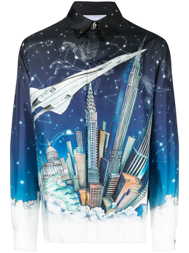 Casablanca Chemise en soie Vol de nuit - Lothaire boutiques