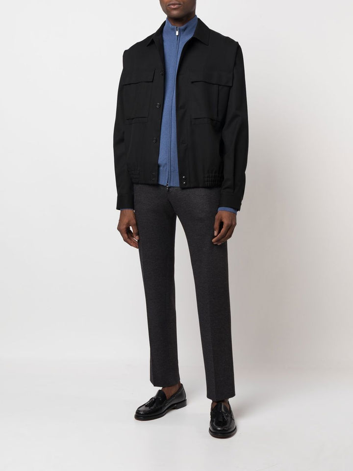 Corneliani Pantalon droit gris à taille à lien de resserrage - Lothaire boutiques