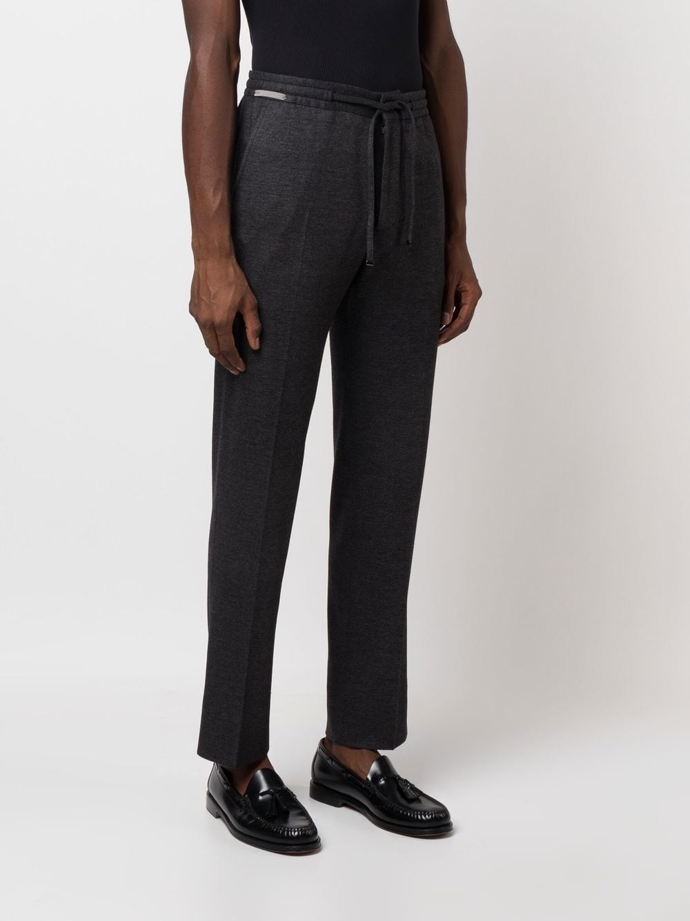 Corneliani Pantalon droit gris à taille à lien de resserrage - Lothaire boutiques