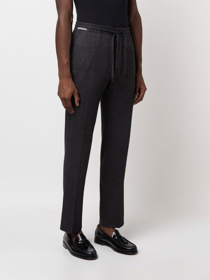 Corneliani Pantalon droit gris à taille à lien de resserrage - Lothaire boutiques