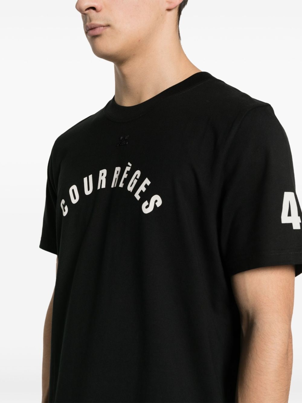 Courrèges - T-shirt noir en coton à logo imprimé - Lothaire