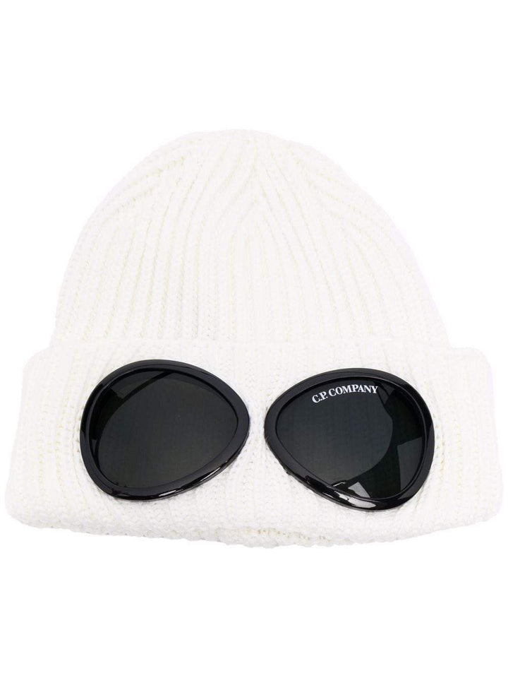 C.P Company Bonnet Extra Fine Merino Wool Goggle White - Lothaire