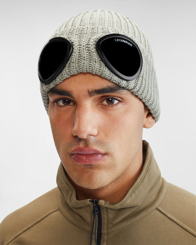 C.P Company Bonnet Silver Sage en laine Goggle - Lothaire