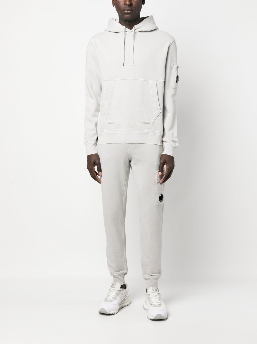 C.P Company Cotton Fleece Logo Hoodie Flint Grey - Lothaire