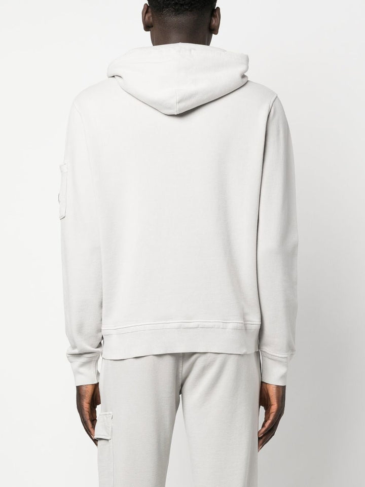 C.P Company Cotton Fleece Logo Hoodie Flint Grey - Lothaire