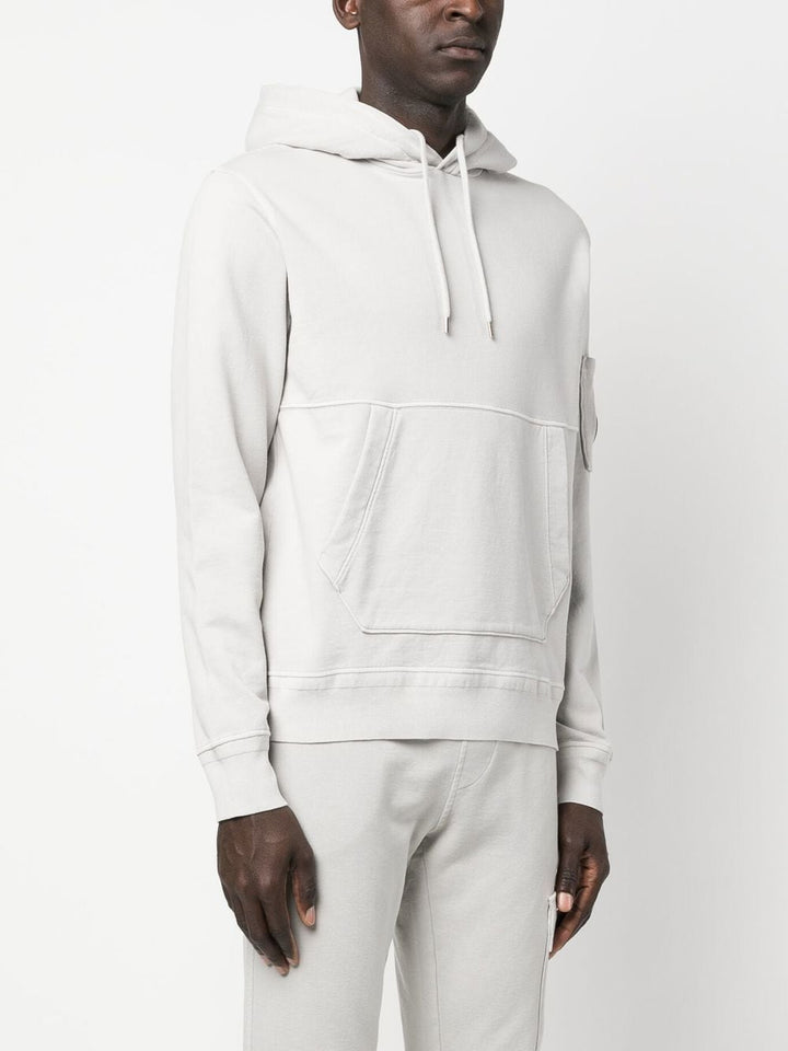 C.P Company Cotton Fleece Logo Hoodie Flint Grey - Lothaire