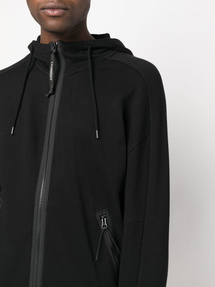 C.P Company Diagonal Raised Fleece Goggle Hoodie Black - Lothaire