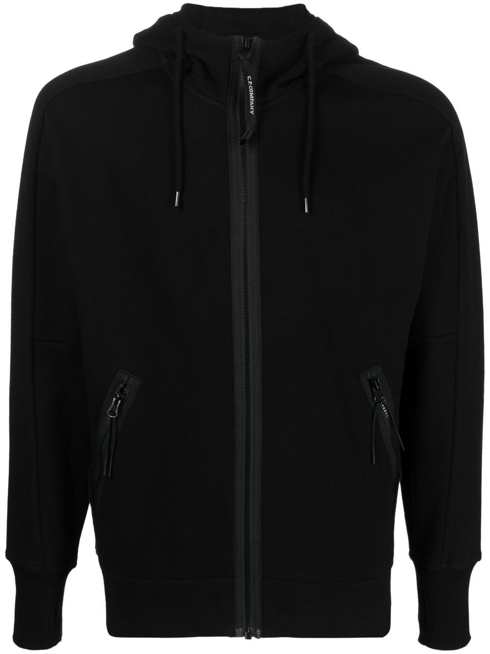C.P Company Diagonal Raised Fleece Goggle Hoodie Black - Lothaire