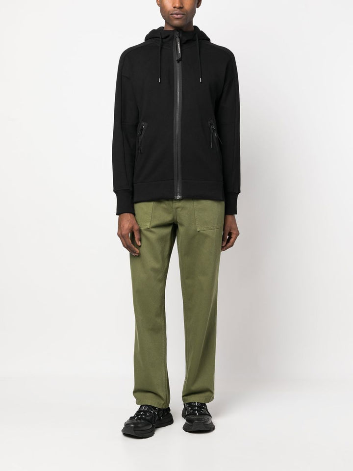 C.P Company Diagonal Raised Fleece Goggle Hoodie Black - Lothaire