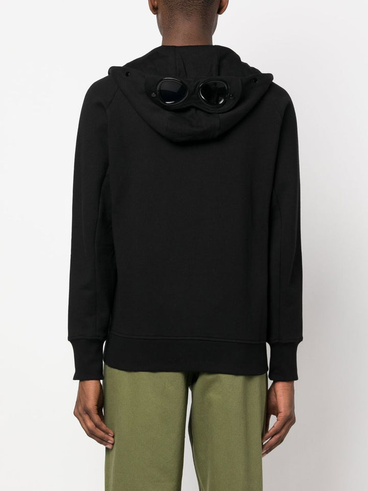 C.P Company Diagonal Raised Fleece Goggle Hoodie Black - Lothaire