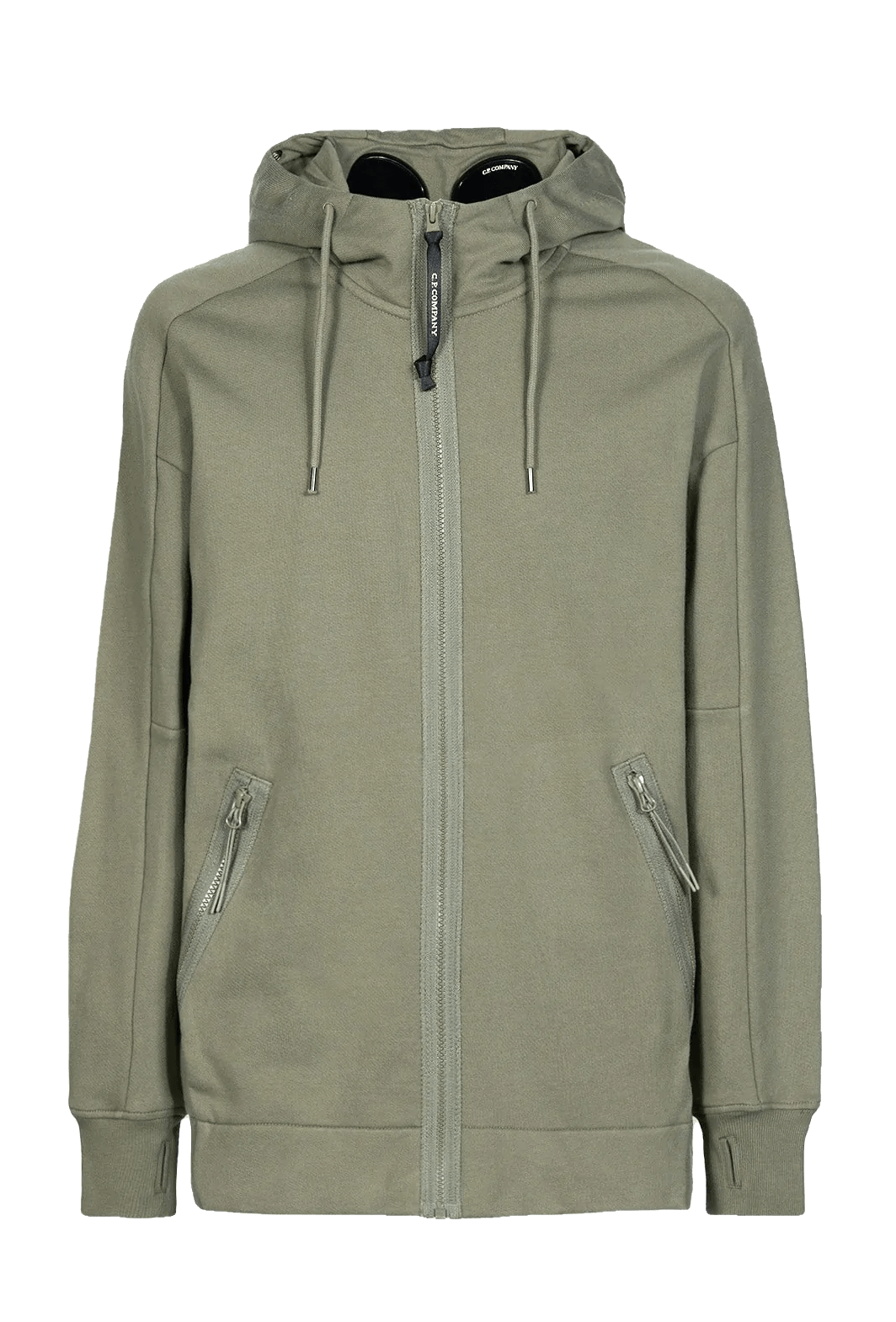 C.P Company Diagonal Raised Fleece Goggle Hoodie Bronze green - Lothaire
