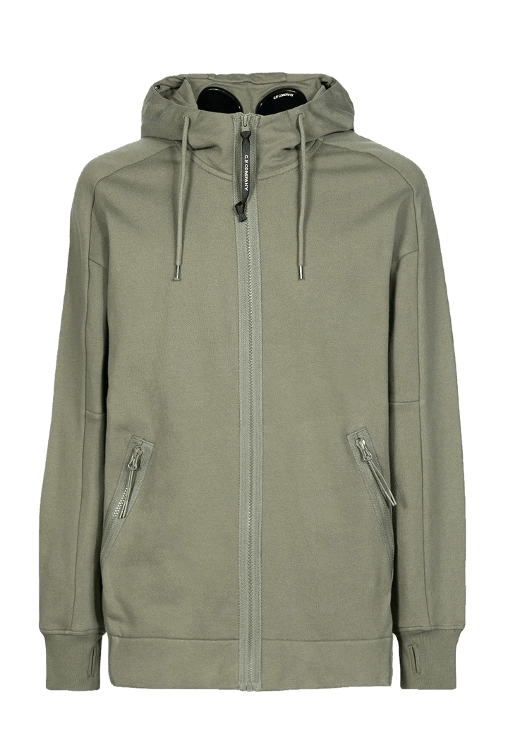 C.P Company Diagonal Raised Fleece Goggle Hoodie Bronze green - Lothaire