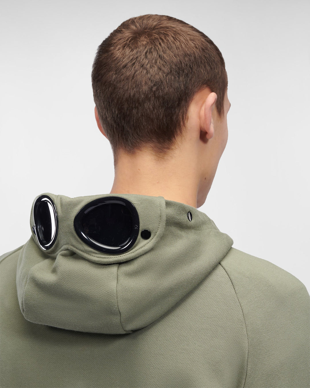 C.P Company Diagonal Raised Fleece Goggle Hoodie Bronze green - Lothaire