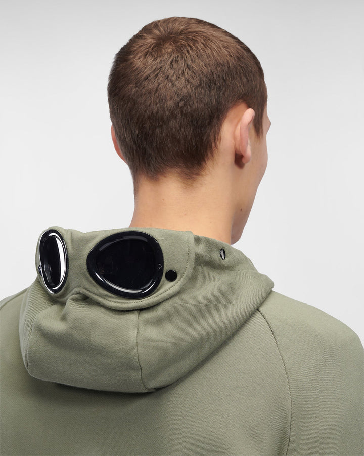 C.P Company Diagonal Raised Fleece Goggle Hoodie Bronze green - Lothaire