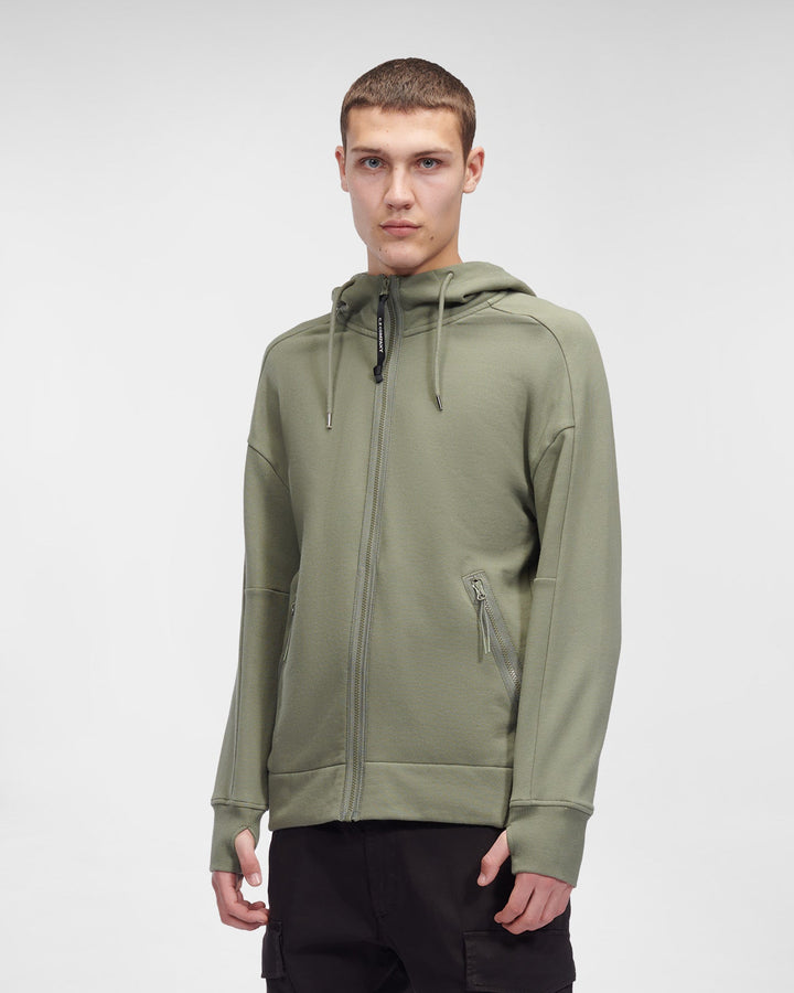C.P Company Diagonal Raised Fleece Goggle Hoodie Bronze green - Lothaire
