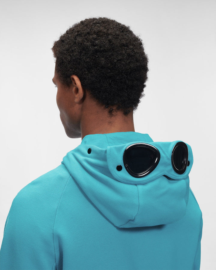 C.P Company Diagonal Raised Fleece Goggle Hoodie Frosty spruce - Lothaire