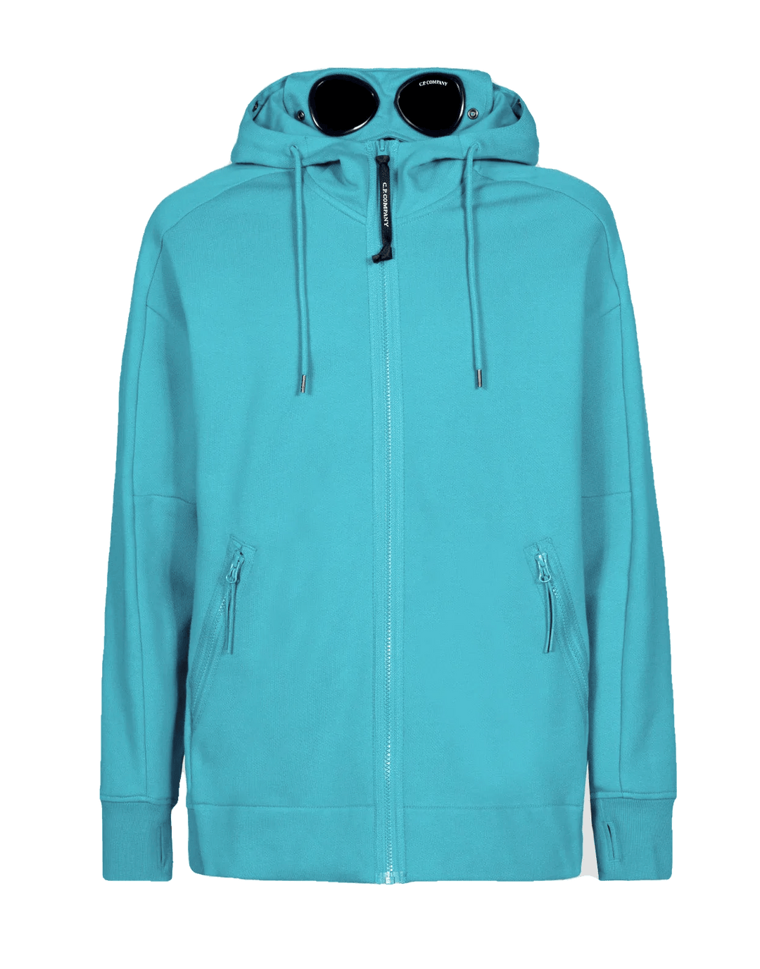 C.P Company Diagonal Raised Fleece Goggle Hoodie Frosty spruce - Lothaire