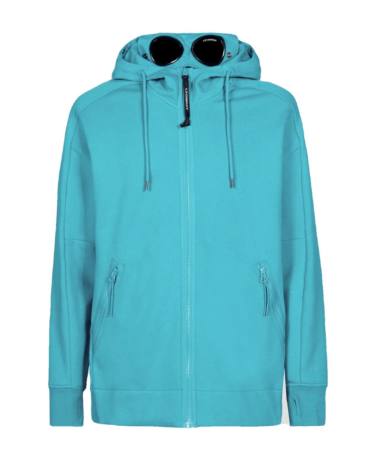 C.P Company Diagonal Raised Fleece Goggle Hoodie Frosty spruce - Lothaire