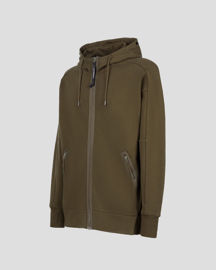 C.P Company Diagonal Raised Fleece Goggle Hoodie Ivy Green - Lothaire