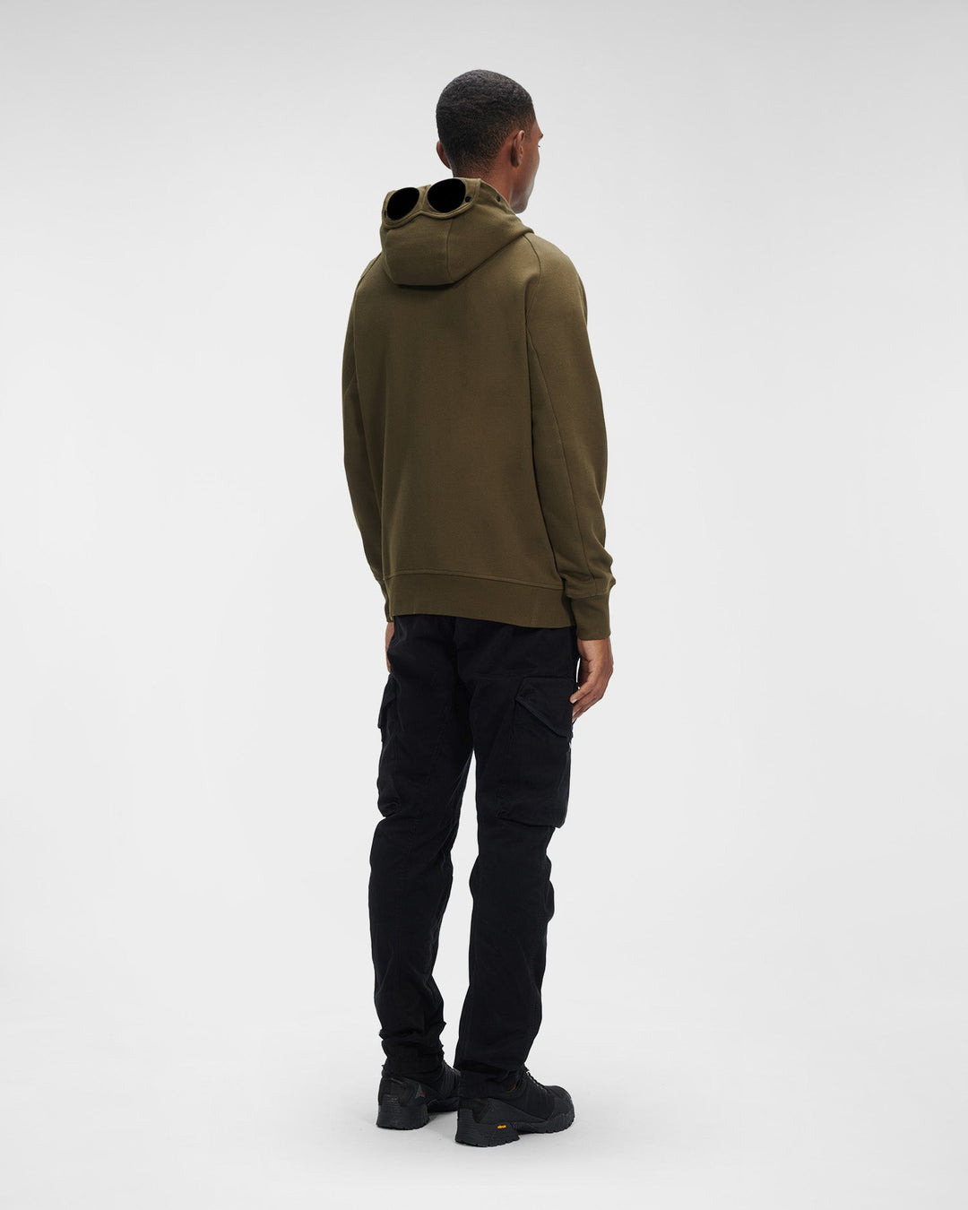 C.P Company Diagonal Raised Fleece Goggle Hoodie Ivy Green - Lothaire