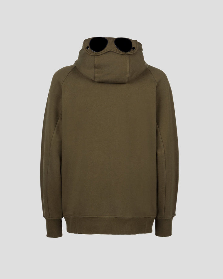 C.P Company Diagonal Raised Fleece Goggle Hoodie Ivy Green - Lothaire