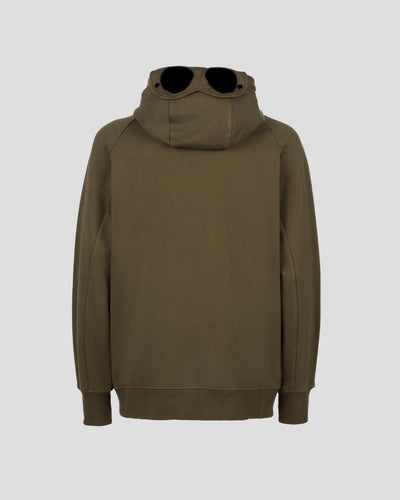 C.P Company Diagonal Raised Fleece Goggle Hoodie Ivy Green - Lothaire