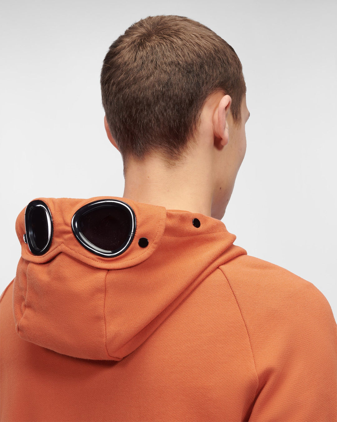 C.P Company Diagonal Raised Fleece Goggle Hoodie Orange - Lothaire