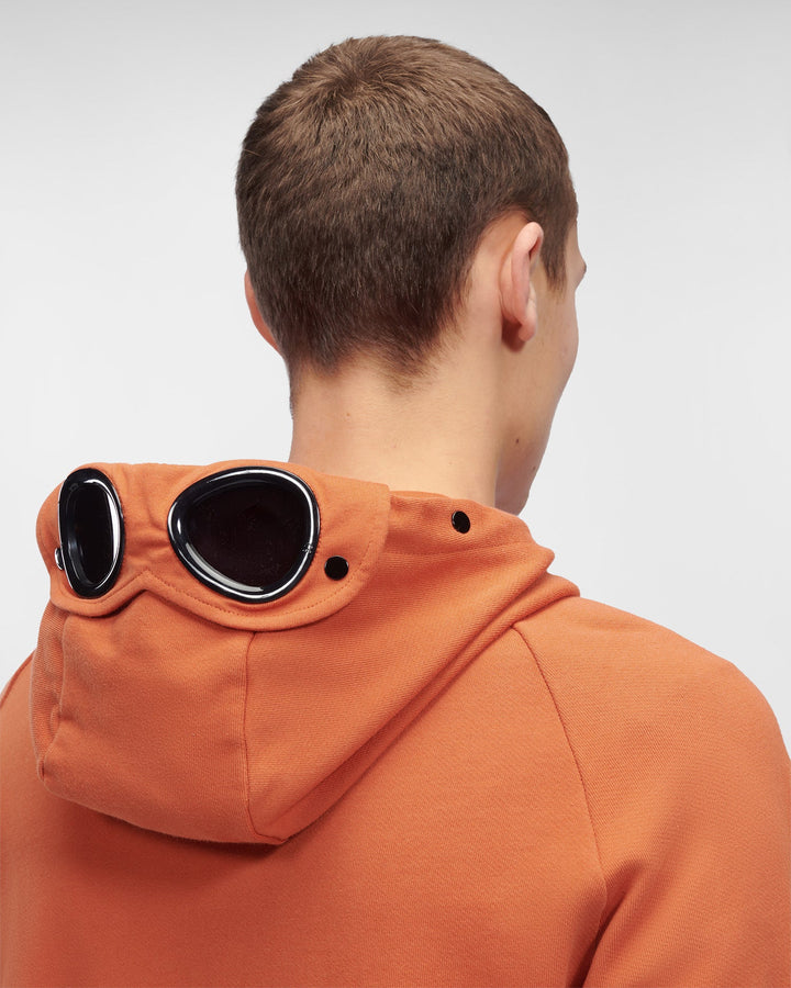 C.P Company Diagonal Raised Fleece Goggle Hoodie Orange - Lothaire