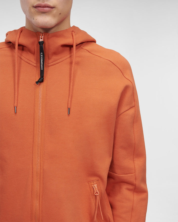 C.P Company Diagonal Raised Fleece Goggle Hoodie Orange - Lothaire