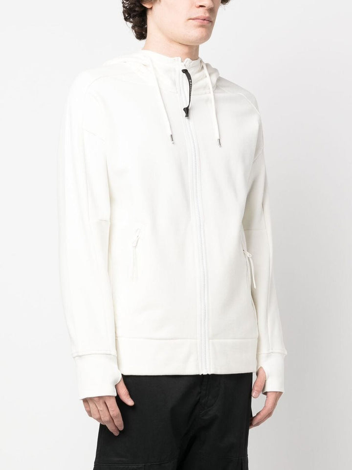 C.P Company Diagonal Raised Fleece Goggle Hoodie White - Lothaire