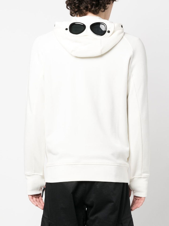 C.P Company Diagonal Raised Fleece Goggle Hoodie White - Lothaire