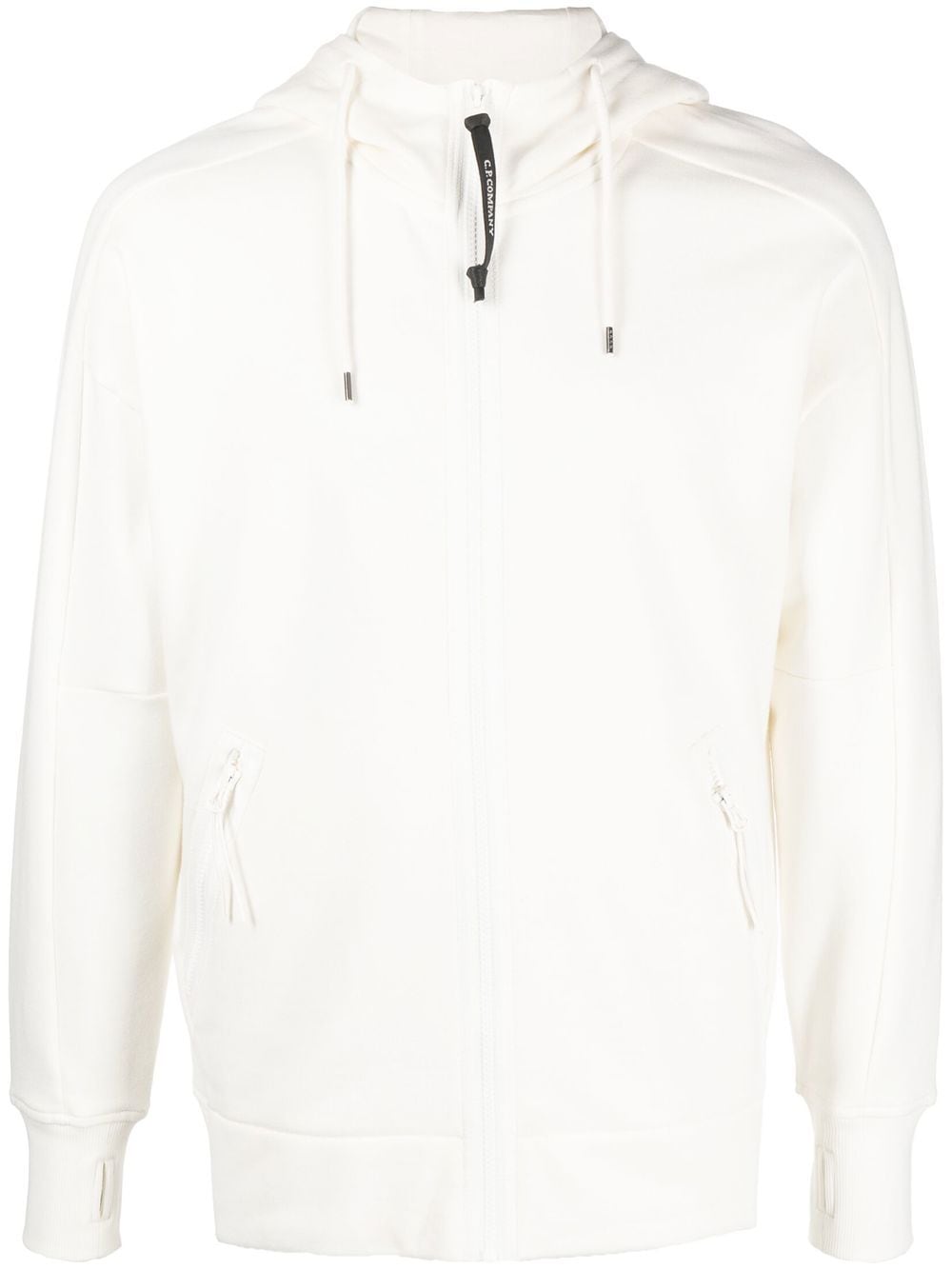 C.P Company Diagonal Raised Fleece Goggle Hoodie White - Lothaire