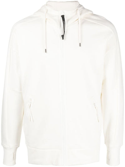 C.P Company Diagonal Raised Fleece Goggle Hoodie White - Lothaire