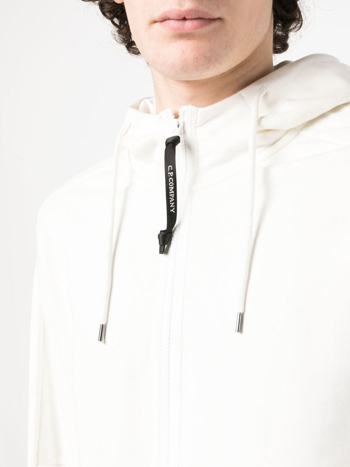 C.P Company Diagonal Raised Fleece Goggle Hoodie White - Lothaire