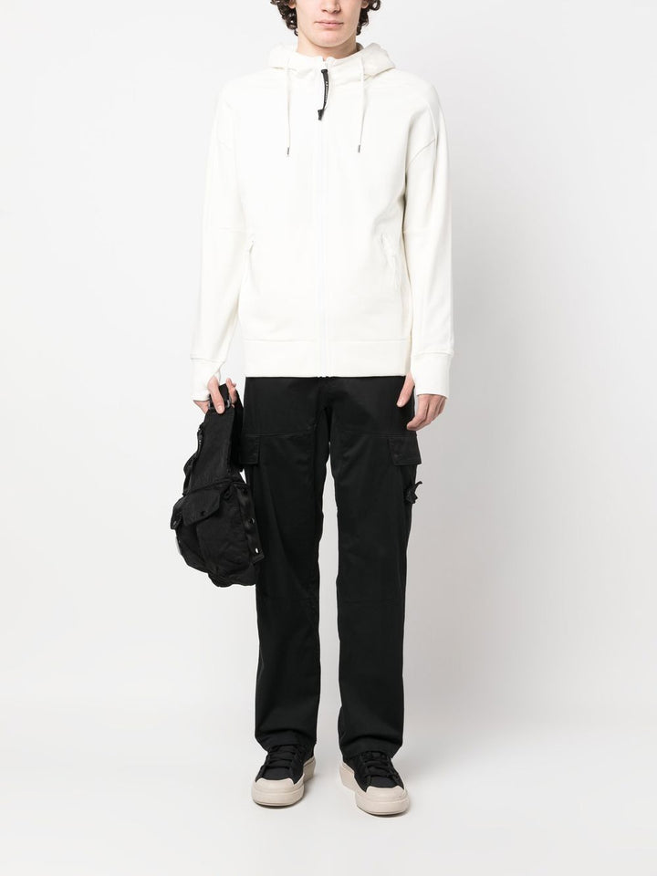 C.P Company Diagonal Raised Fleece Goggle Hoodie White - Lothaire