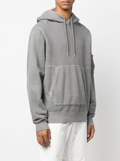 CP Company Hoodie Grey Brushed & Emerized Diagonal Fleece - Lothaire boutiques