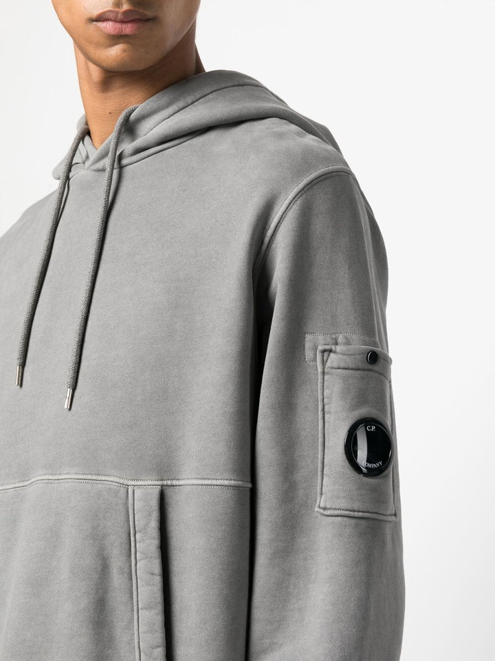 CP Company Hoodie Grey Brushed & Emerized Diagonal Fleece - Lothaire boutiques
