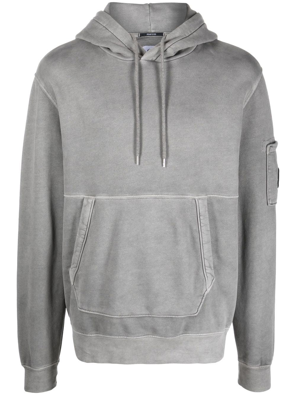 CP Company Hoodie Grey Brushed & Emerized Diagonal Fleece - Lothaire boutiques