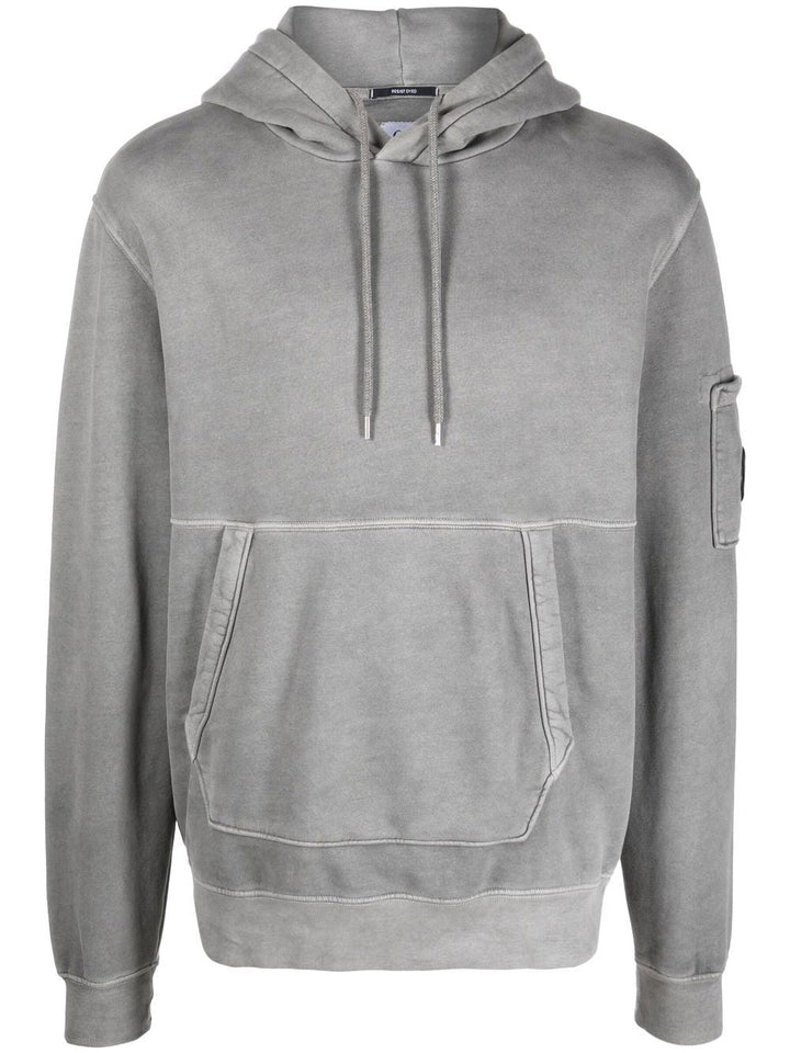 CP Company Hoodie Grey Brushed & Emerized Diagonal Fleece - Lothaire boutiques
