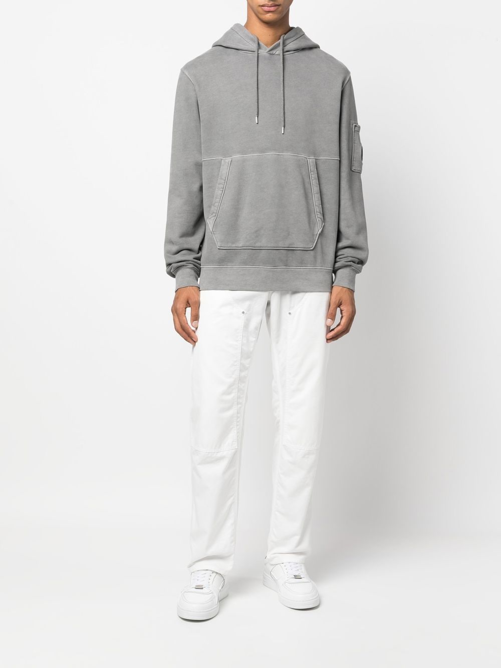 CP Company Hoodie Grey Brushed & Emerized Diagonal Fleece - Lothaire boutiques