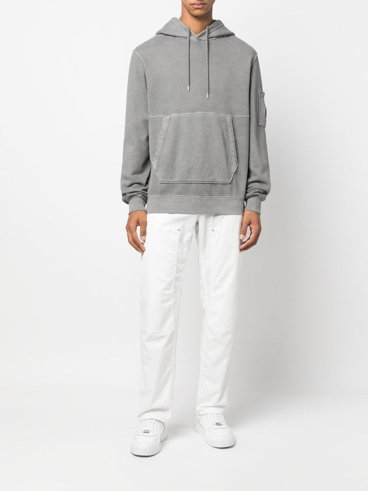 CP Company Hoodie Grey Brushed & Emerized Diagonal Fleece - Lothaire boutiques