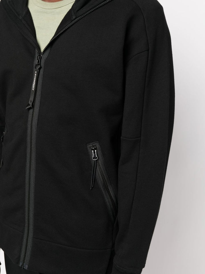CP Company Hoodie zippé Diagonal Raised Fleece Goggle noir - Lothaire boutiques