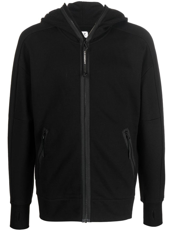 CP Company Hoodie zippé Diagonal Raised Fleece Goggle noir - Lothaire boutiques