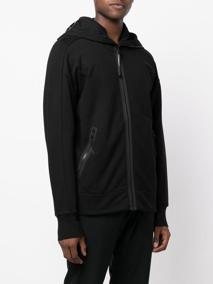 CP Company Hoodie zippé Diagonal Raised Fleece Goggle noir - Lothaire boutiques